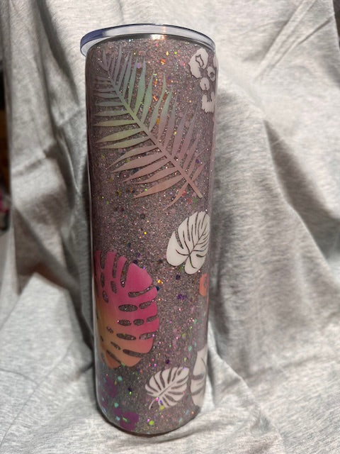 Monstera glitter cup